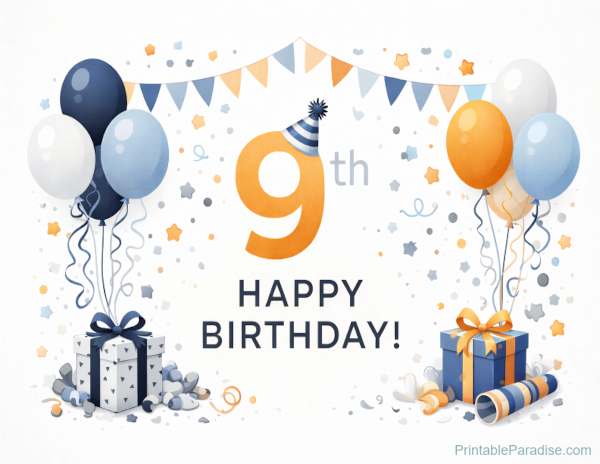 Printable Happy 9th Birthday Sign