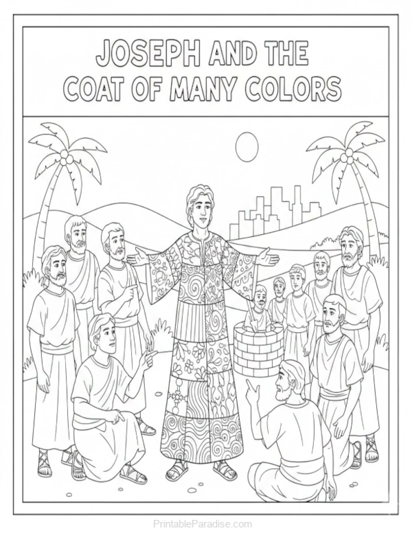 Printable Joseph and the Coat of Many Colors Coloring Page