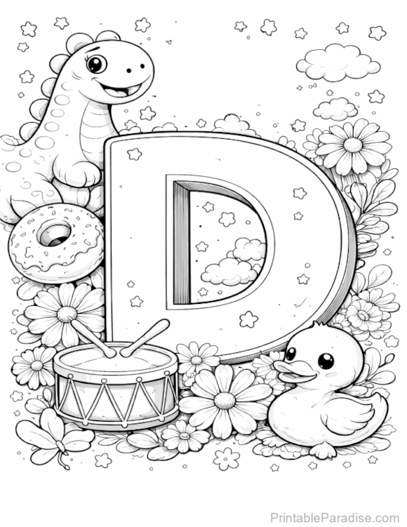 Printable Letter D Coloring Page