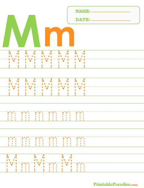 Letter M Tracing Worksheets For Kindergarten