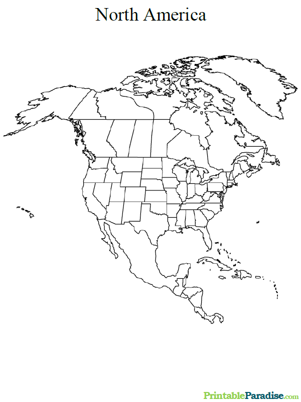 Printable Map of North America Continent Map