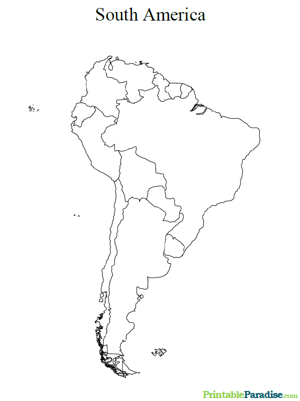 Printable Map of South America Continent Map