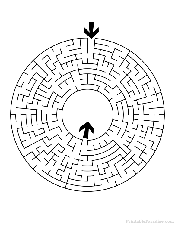 Printable Round Maze Medium Difficulty