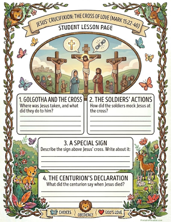 Printable The Crucifixion Lesson Worksheet