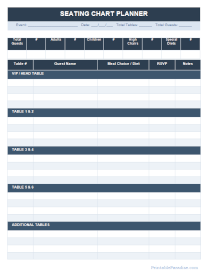 Seating Chart Template Sheet