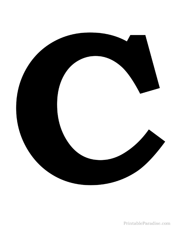 Printable Letter C Silhouette - Print Solid Black Letter C