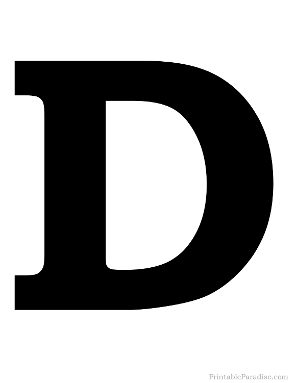 Printable Letter D Silhouette - Print Solid Black Letter D