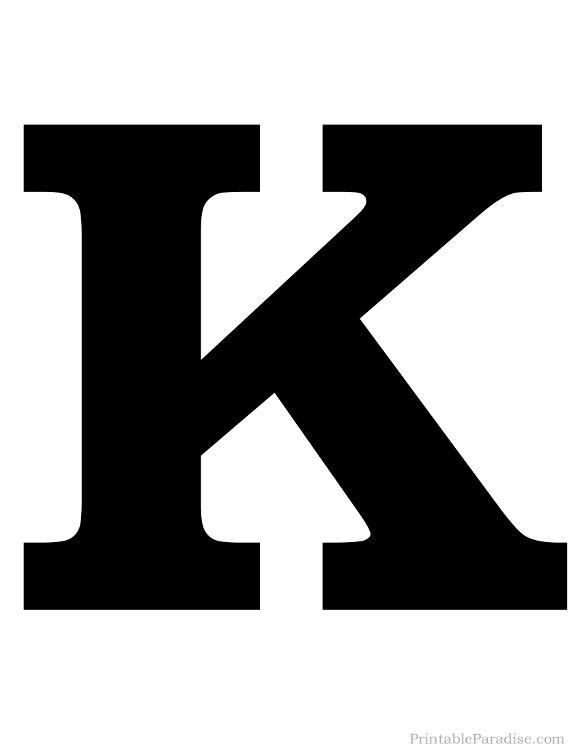 Printable Letter K Silhouette - Print Solid Black Letter K