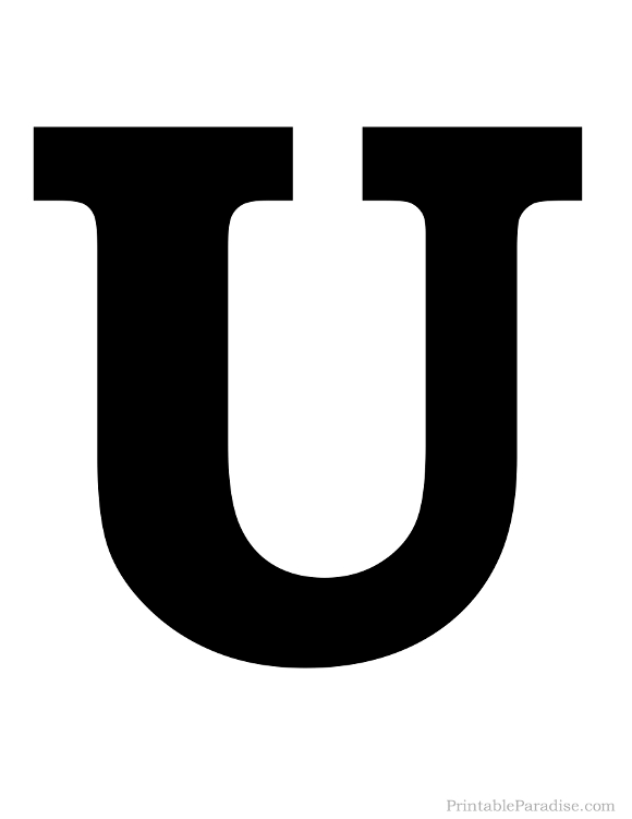 Printable Letter U Silhouette Print Solid Black Letter U