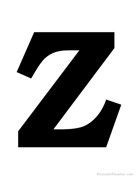 Printable Solid Black Letter Z Silhouette