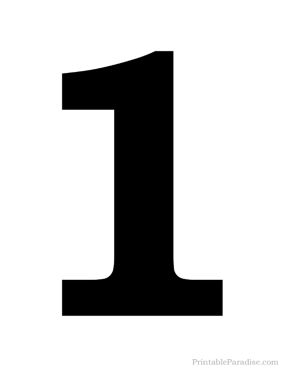 Printable Number 1 Silhouette Print Solid Black Number 1