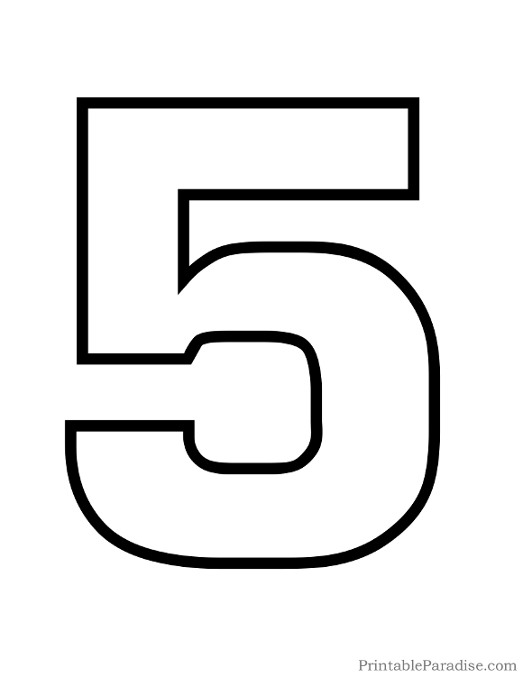 Printable Number 5 Outline - Print Bubble Number 5