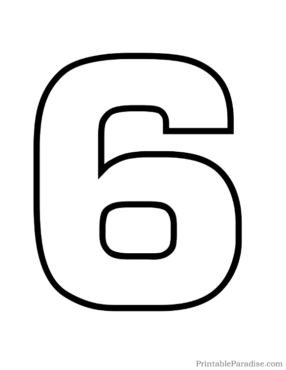 Printable Number 6 Outline - Print Bubble Number 6