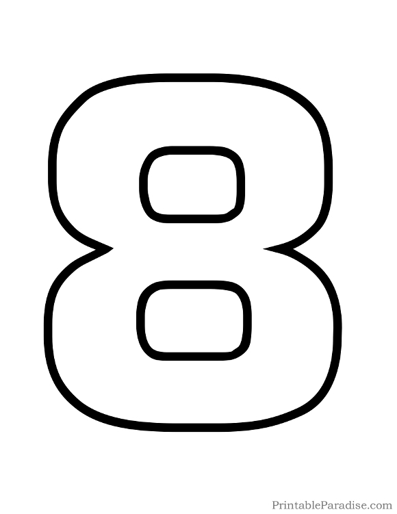 Printable Number 8 Outline - Print Bubble Number 8