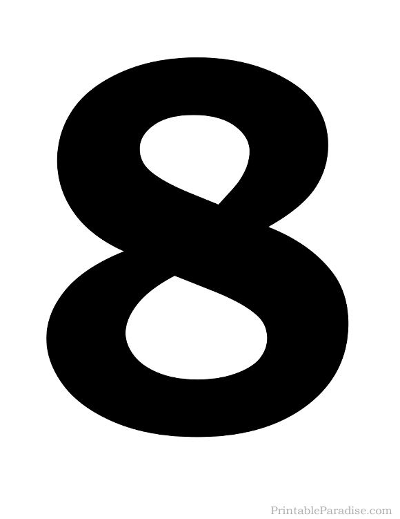 Printable number 8 silhouette