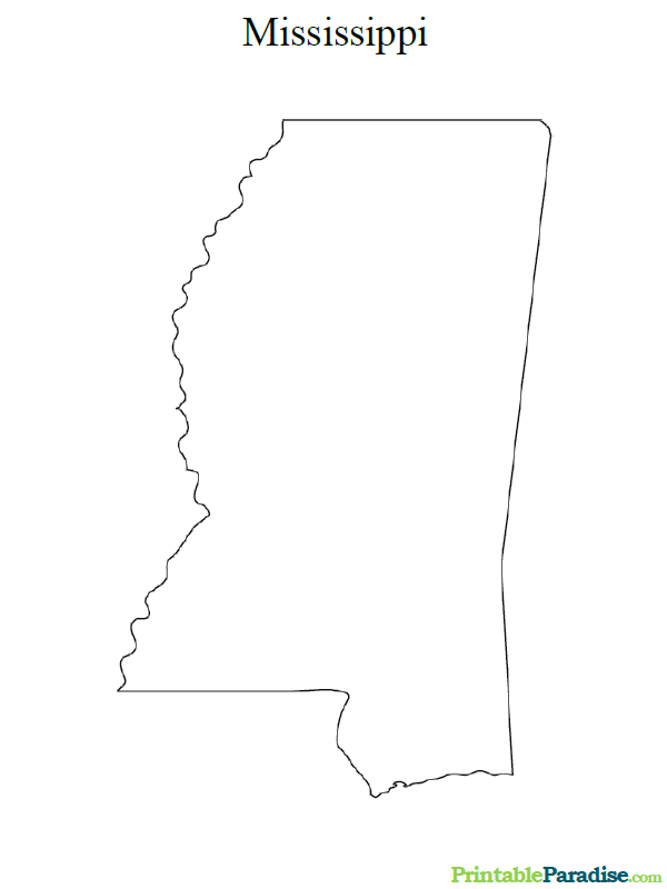 Printable Map of Mississippit