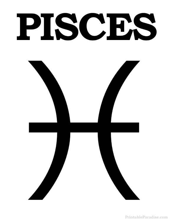 Printable Pisces Zodiac Sign - Print Pisces Symbol